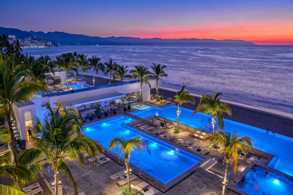 Beach, Pool view, Sea view, Swimming pool, Sunset, sunbed