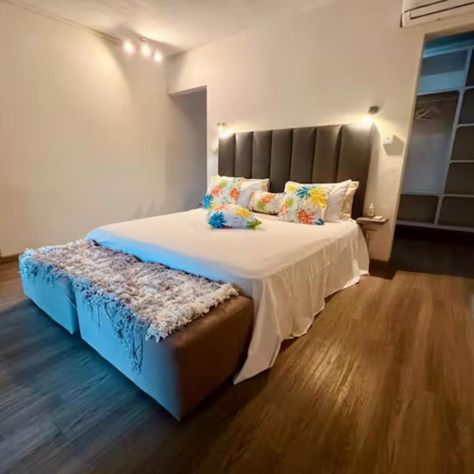 Bed, Bedroom, Pool view, Open Air Bath, Open Air Bath, Open Air Bath, wardrobe, air conditioner, air conditioner