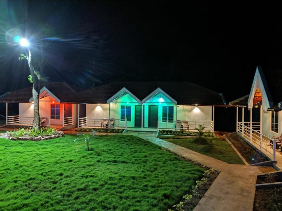 Property building, Night, Garden