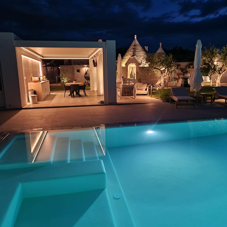 Patio, Night, Pool view, Swimming pool