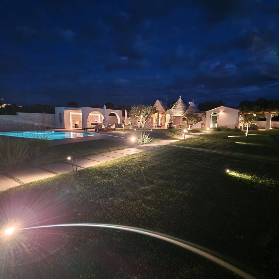 Property building, Night, Pool view, Swimming pool