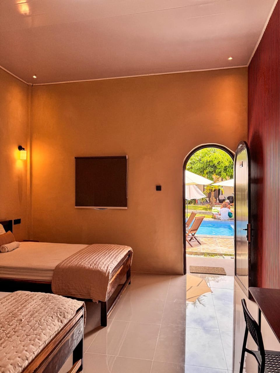 Bed, Bedroom, Pool view