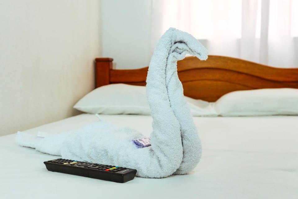 Bed, Photo of the whole room, Bedroom, towels
