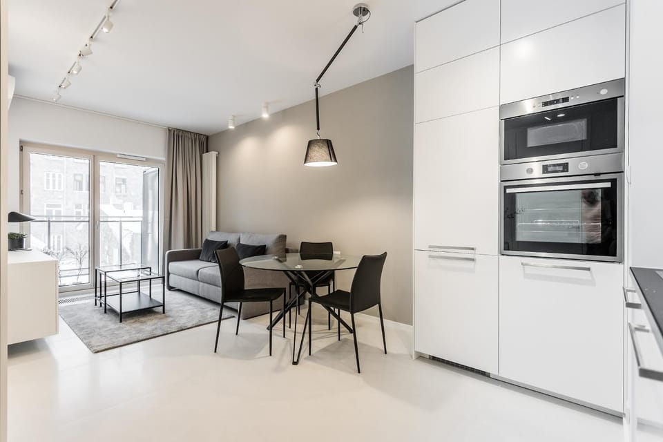 Kitchen or kitchenette, Living room, Seating area, stove