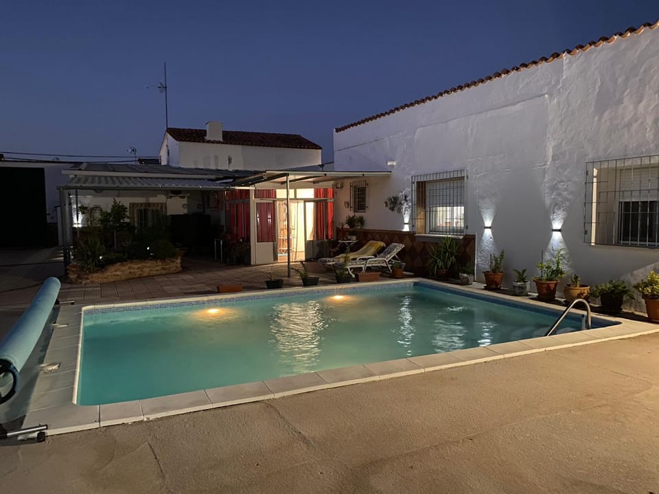 Night, Pool view, Swimming pool