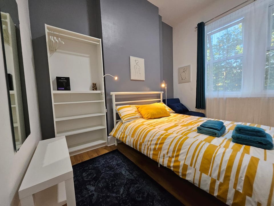 Bed, Photo of the whole room, Bedroom, towels, wardrobe