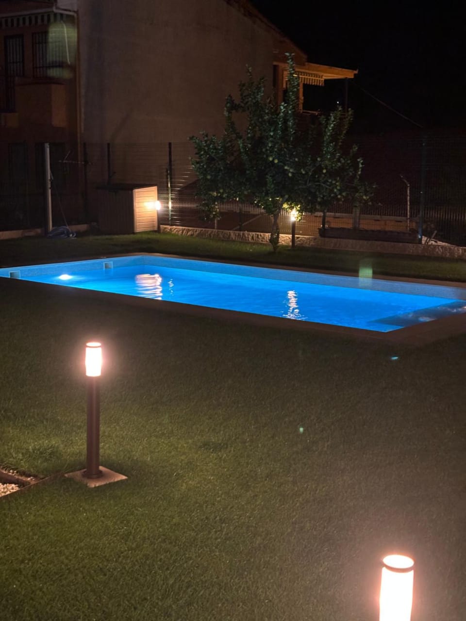 Night, Garden, Garden, Swimming pool