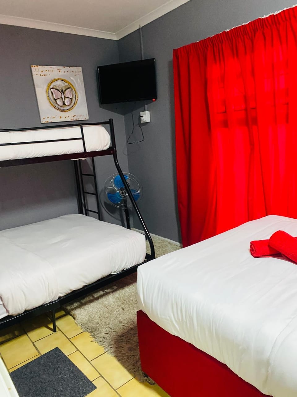 Bed, TV and multimedia, Photo of the whole room, Bedroom, group of guests, bunk bed, Family