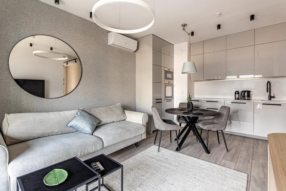 Kitchen or kitchenette, Living room, Dining area, air conditioner