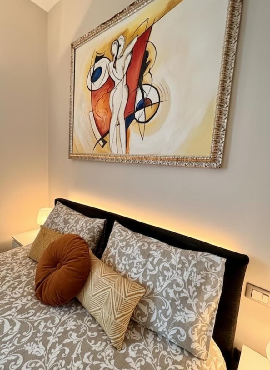 Bed, Decorative detail, Bedroom, heating, internet, soundproof, wardrobe, air conditioner
