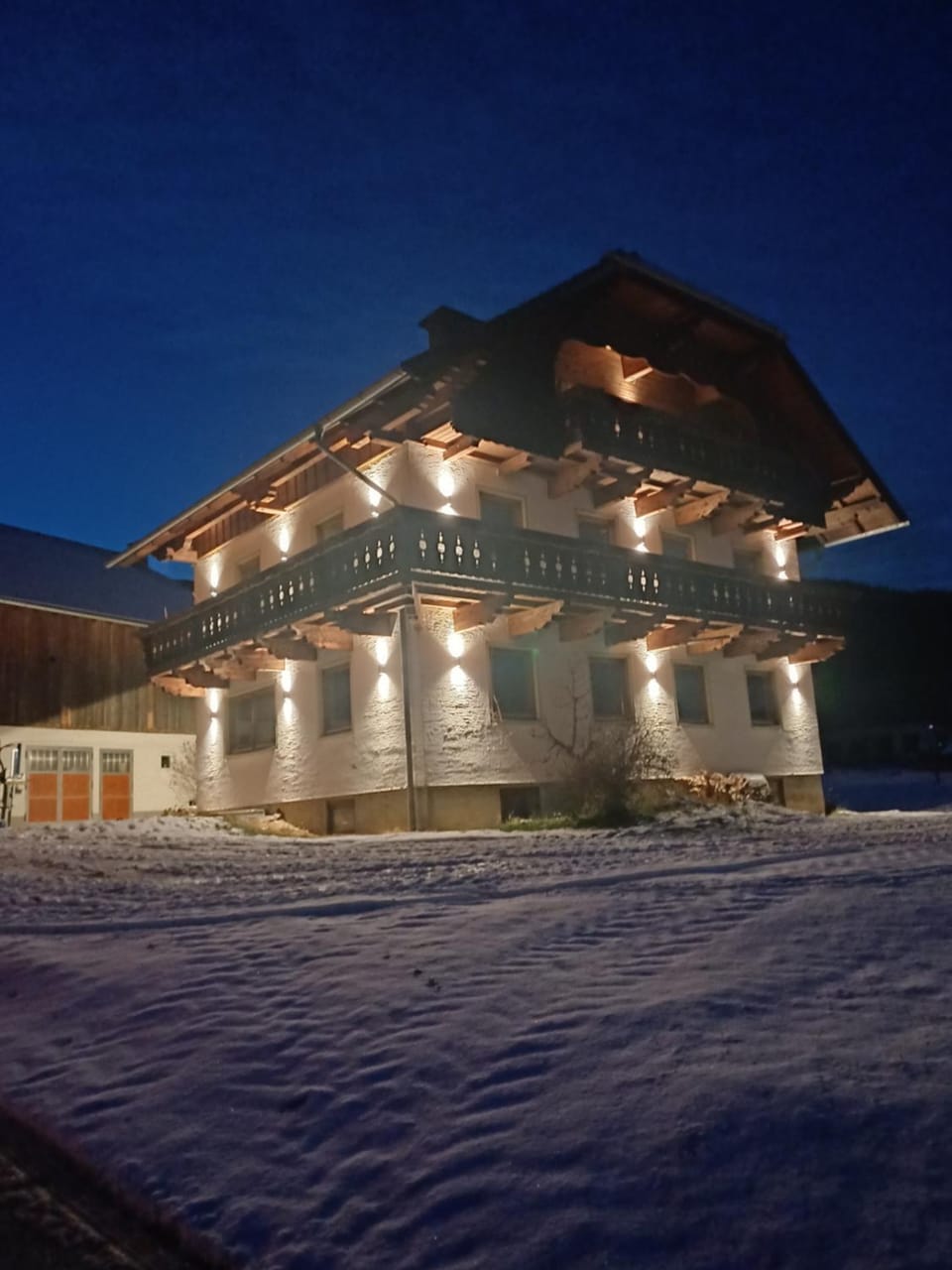 Property building, Night, Winter