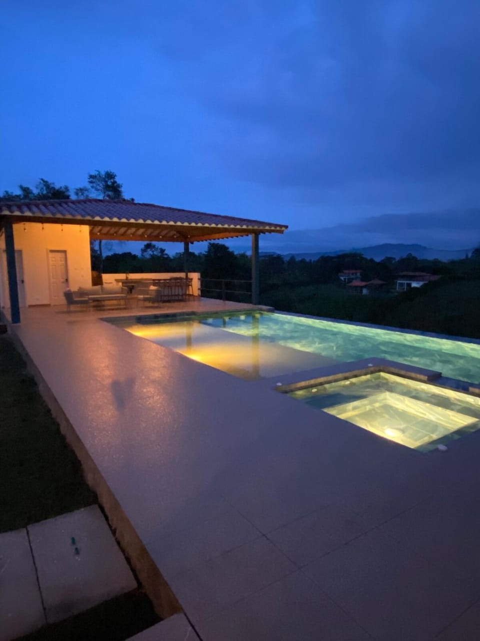 Night, Pool view, Swimming pool