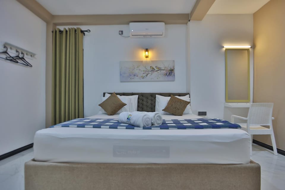Bed, Decorative detail, Bedroom, air conditioner