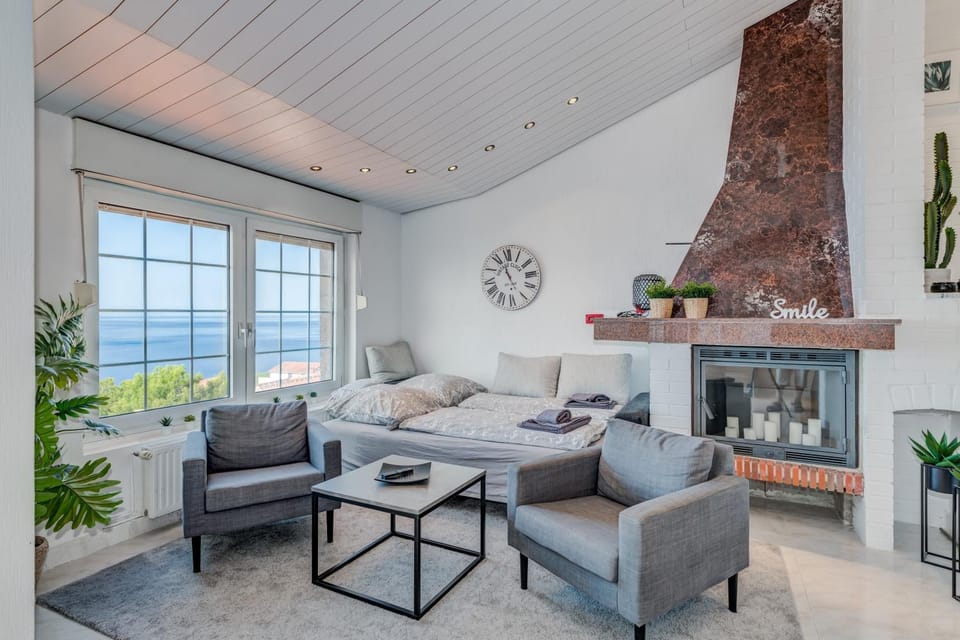 Living room, Seating area, Sea view