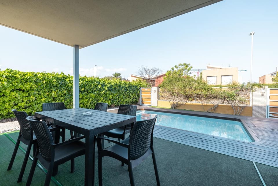 Property building, Living room, Swimming pool
