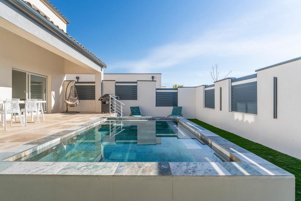 Property building, Living room, Swimming pool