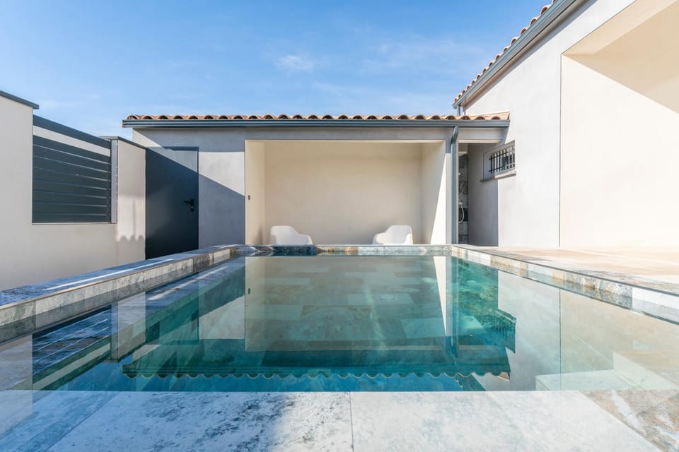 Property building, Living room, Swimming pool
