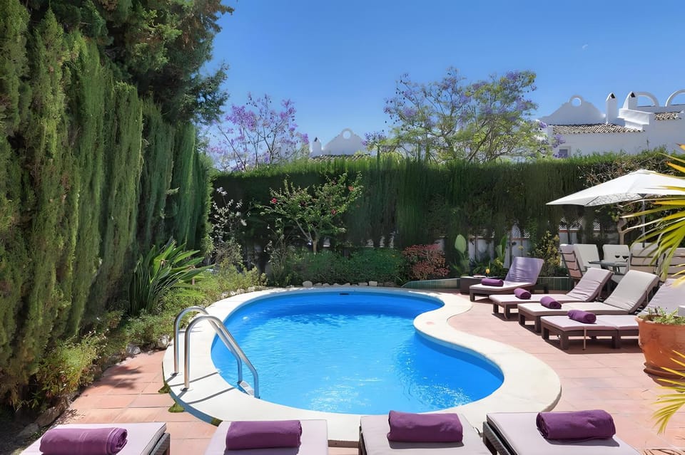 Property building, Living room, Swimming pool