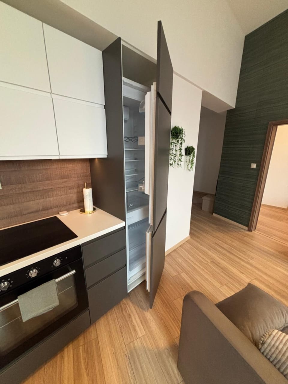 Kitchen or kitchenette, stove