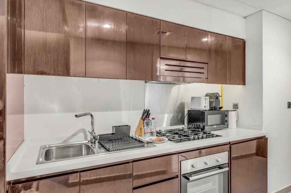 Kitchen or kitchenette, oven, stove, toaster