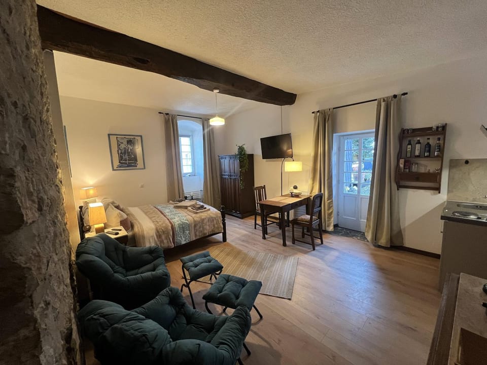 Bed, Kitchen or kitchenette, Living room, Photo of the whole room, Seating area, Dining area, Bedroom