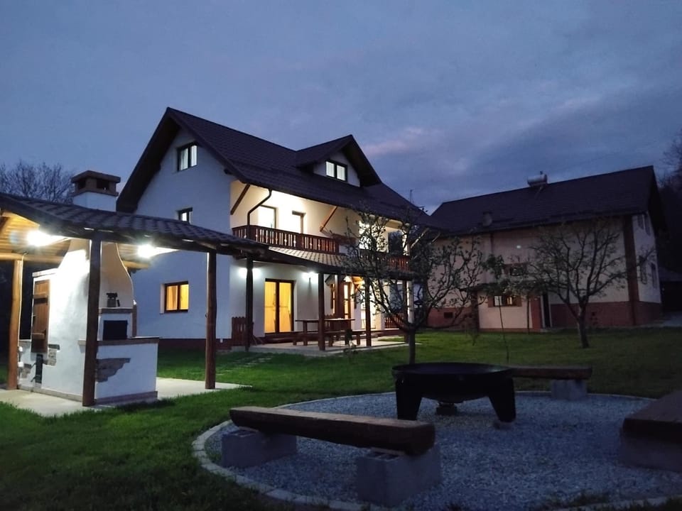Property building, Night, Garden, Garden view