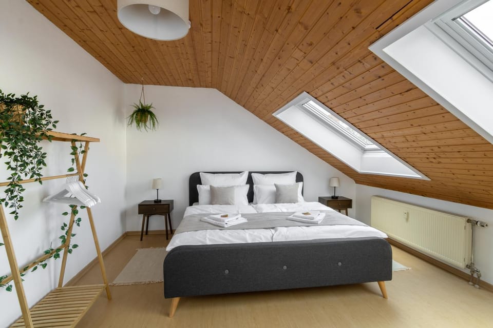 Bed, Photo of the whole room, Bedroom, towels, towels
