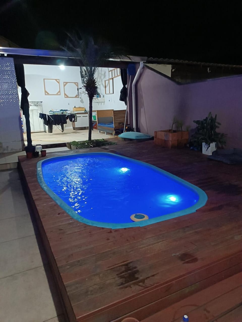 Night, Pool view, Swimming pool, Swimming pool