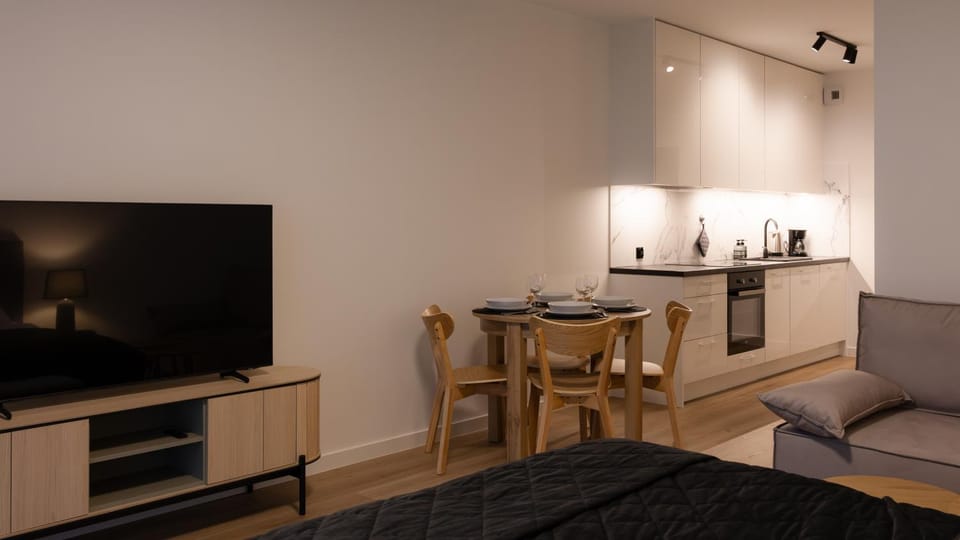 TV and multimedia, Kitchen or kitchenette, Photo of the whole room, Dining area