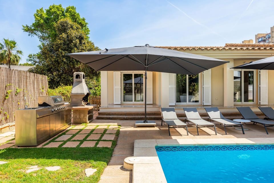 Property building, Living room, Swimming pool