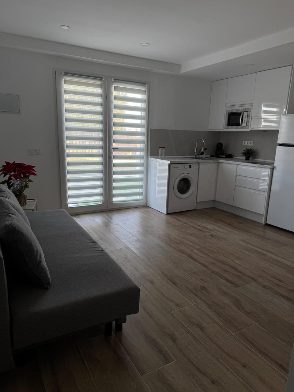 Kitchen or kitchenette, Living room, stove, washing machine