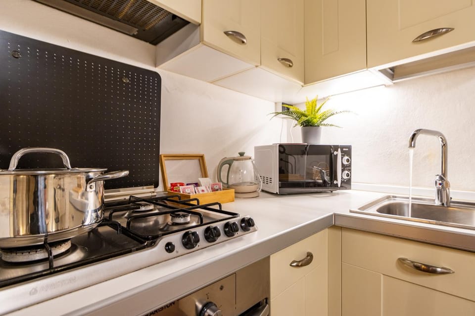 Coffee/tea facilities, Kitchen or kitchenette, stove