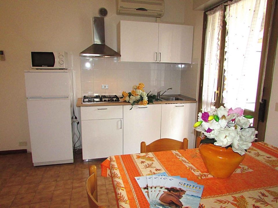 Dining area, microwave, air conditioner