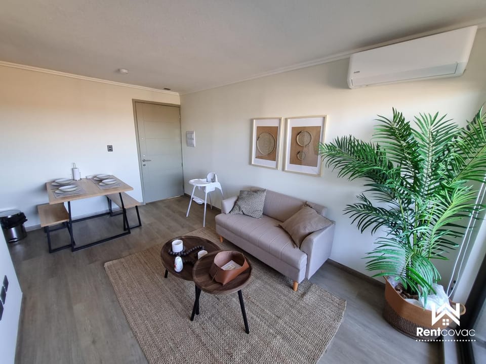 Living room, Seating area, Dining area, Garden view, air conditioner