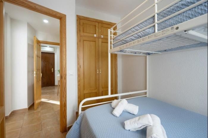 Bedroom, bunk bed, wardrobe