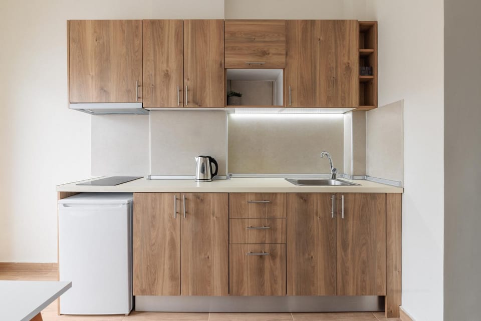 Kitchen or kitchenette, stove