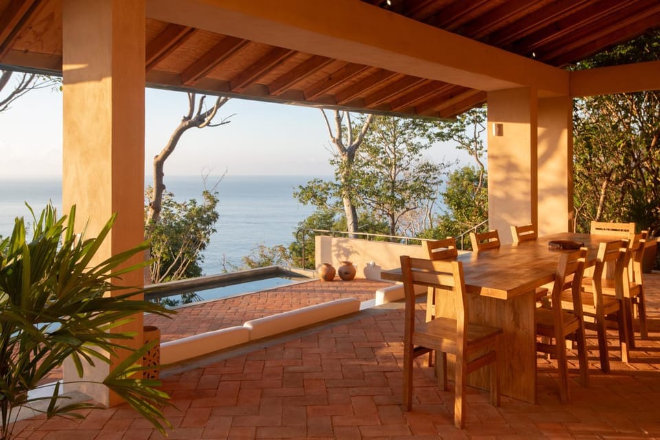 Natural landscape, Balcony/Terrace, Dining area, Sea view, Swimming pool