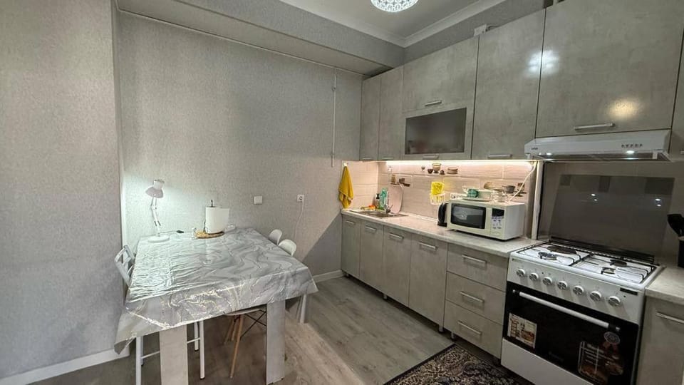 Kitchen or kitchenette, Dining area, microwave, oven, stove