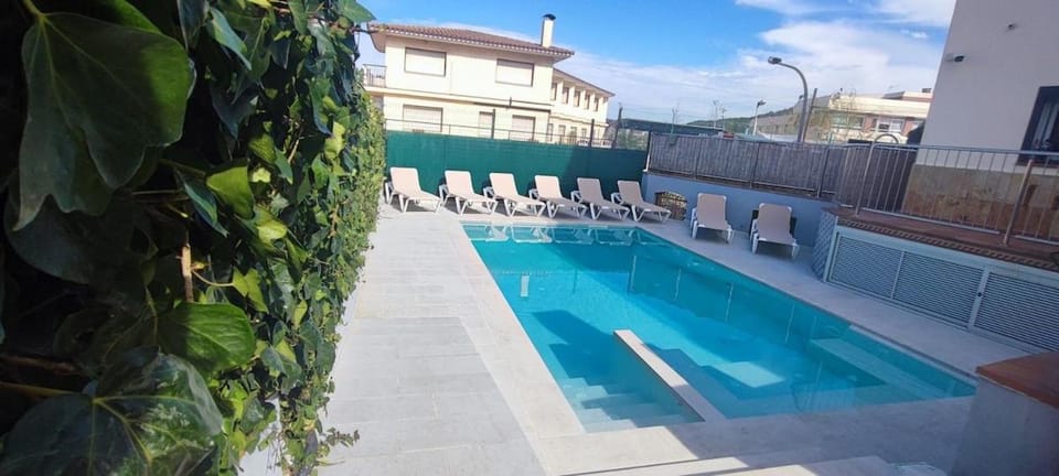 Patio, Pool view, Swimming pool, sunbed