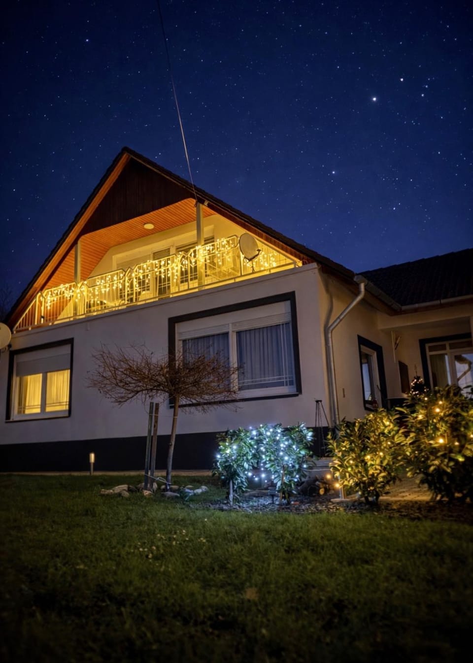 Property building, Night, Garden, Garden view
