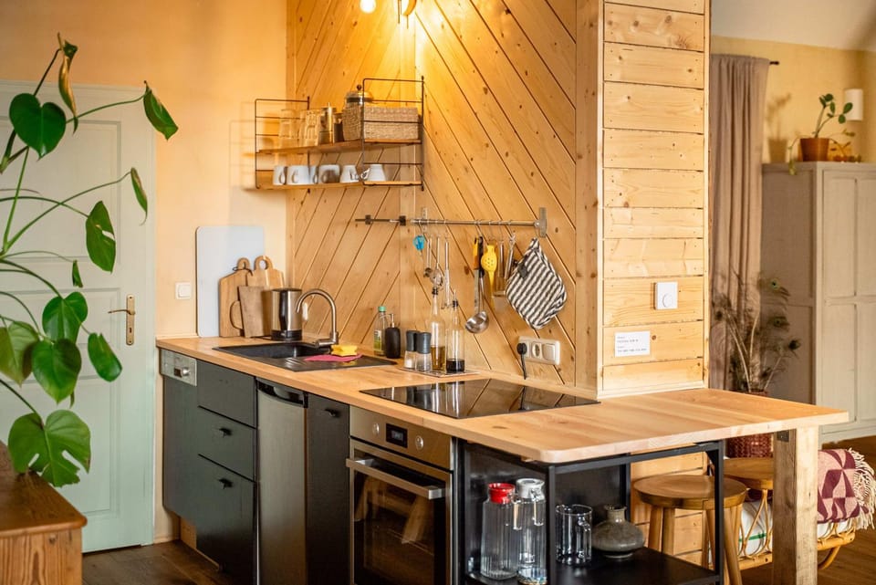 Kitchen or kitchenette, stove, kitchen