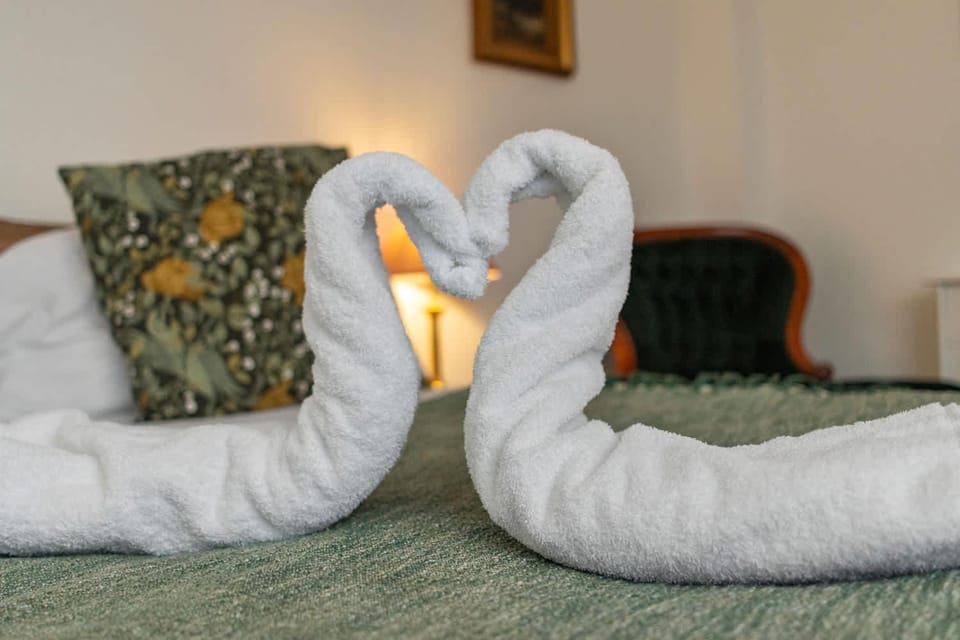 Bed, Decorative detail, Decorative detail, Bedroom, Quiet street view, internet, internet, towels, towels