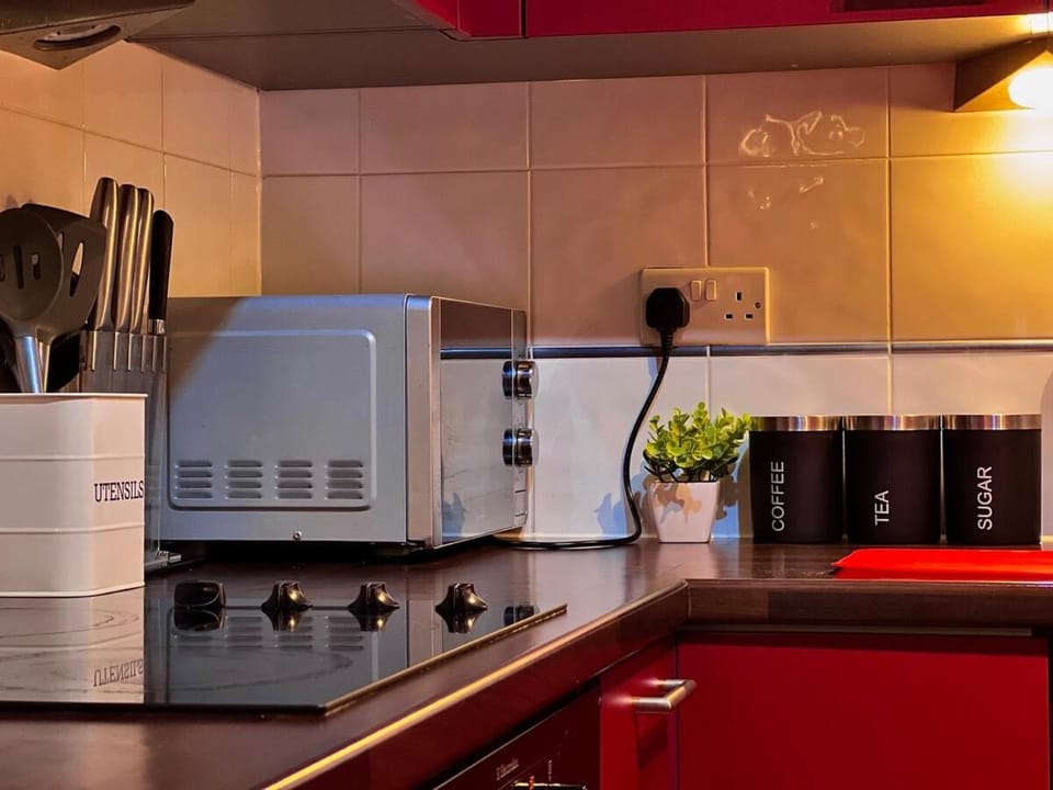 Vivid, Stylish, Central, Bold, Retro, Intimate, Red Accents, Striking Design, City Centre, 1BR Apartment in Sheffield