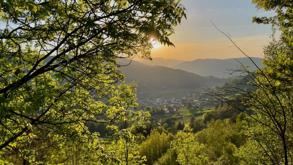 Nearby landmark, Spring, Natural landscape, Mountain view, Sunset