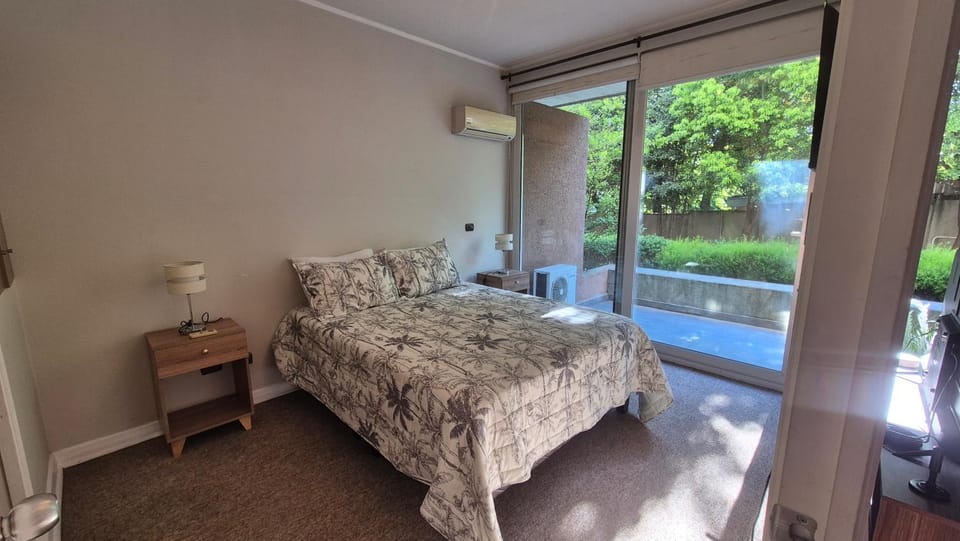 Bed, Photo of the whole room, Bedroom, towels, air conditioner