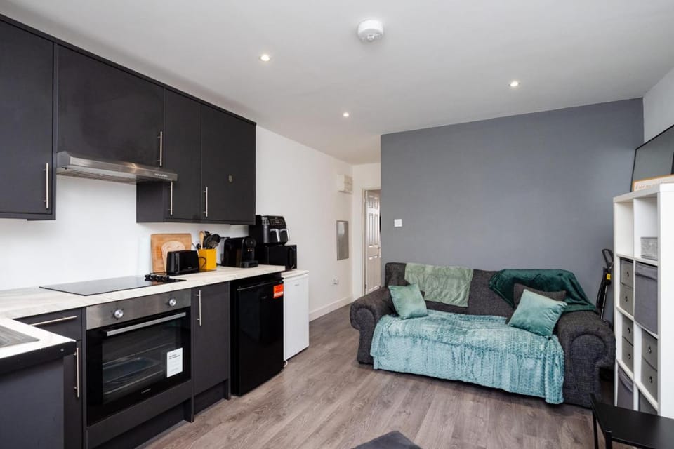 Kitchen or kitchenette, Living room, Photo of the whole room, Seating area, Bedroom, oven, pet friendly, stove, toaster