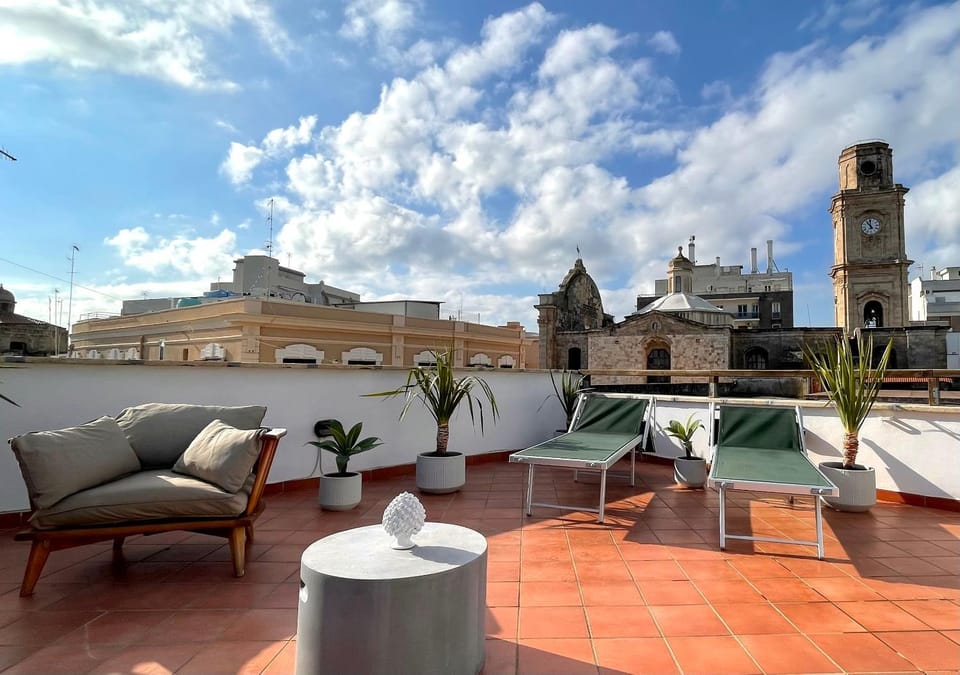 Property building, Patio, Day, View (from property/room), Balcony/Terrace, Living room, Seating area