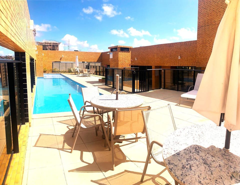 Property building, Day, View (from property/room), Balcony/Terrace, Pool view, Swimming pool, sunbed