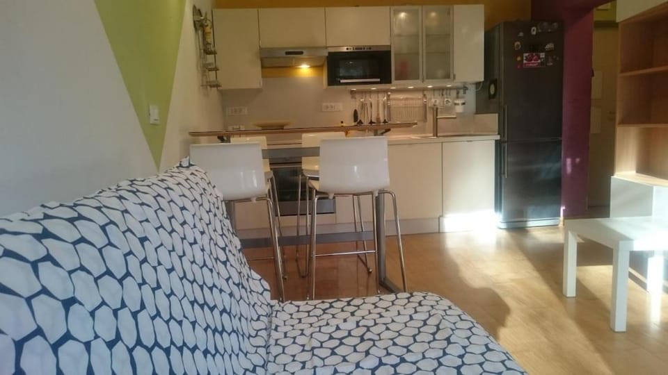 Kitchen or kitchenette, Living room, Seating area, Dining area, stove