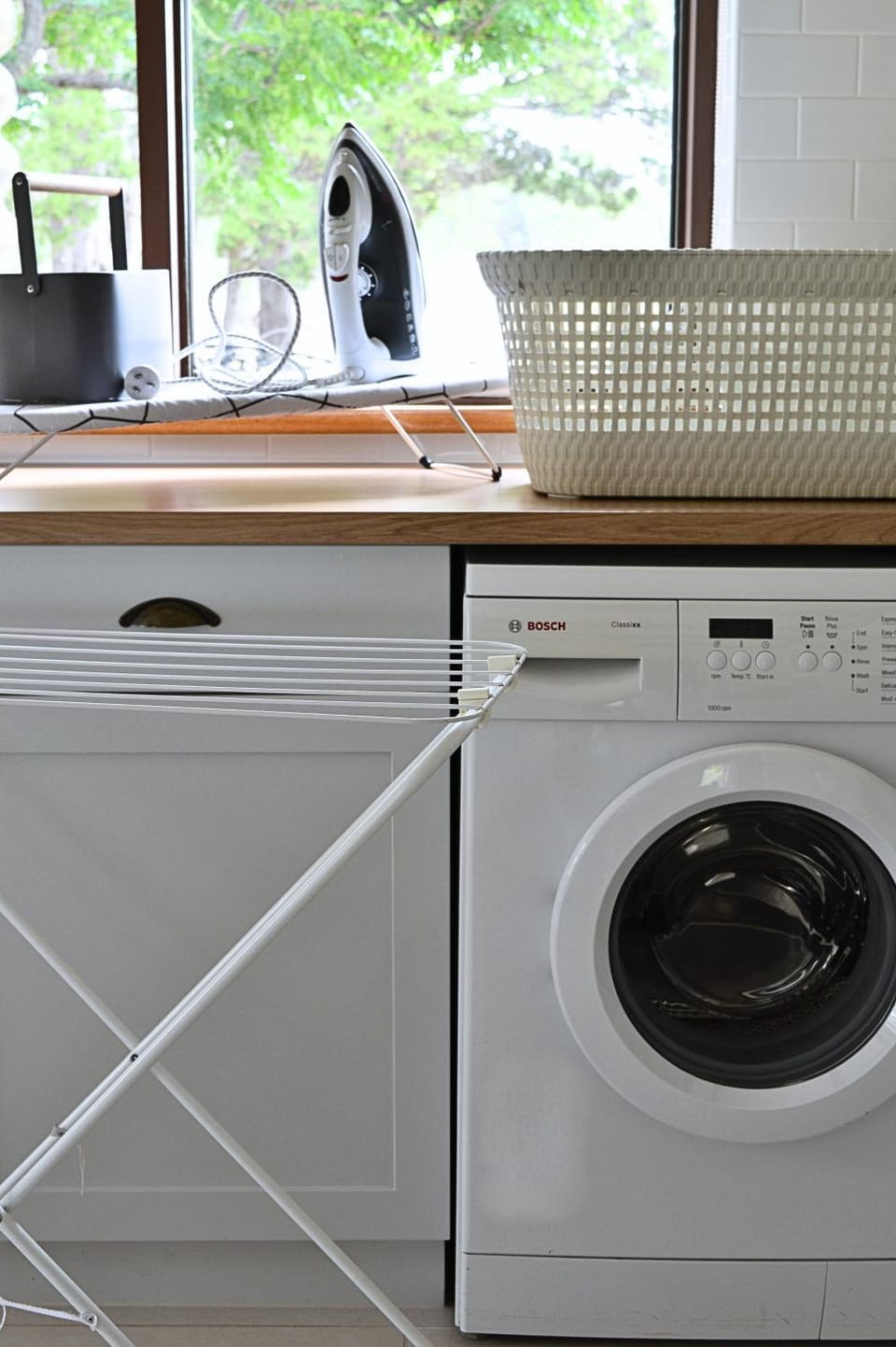 flat iron, laundry, washing machine
